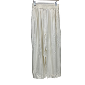 Emanuel 100 % silk Elegant Cream Wide-Leg Pants Sz L W28 X L26